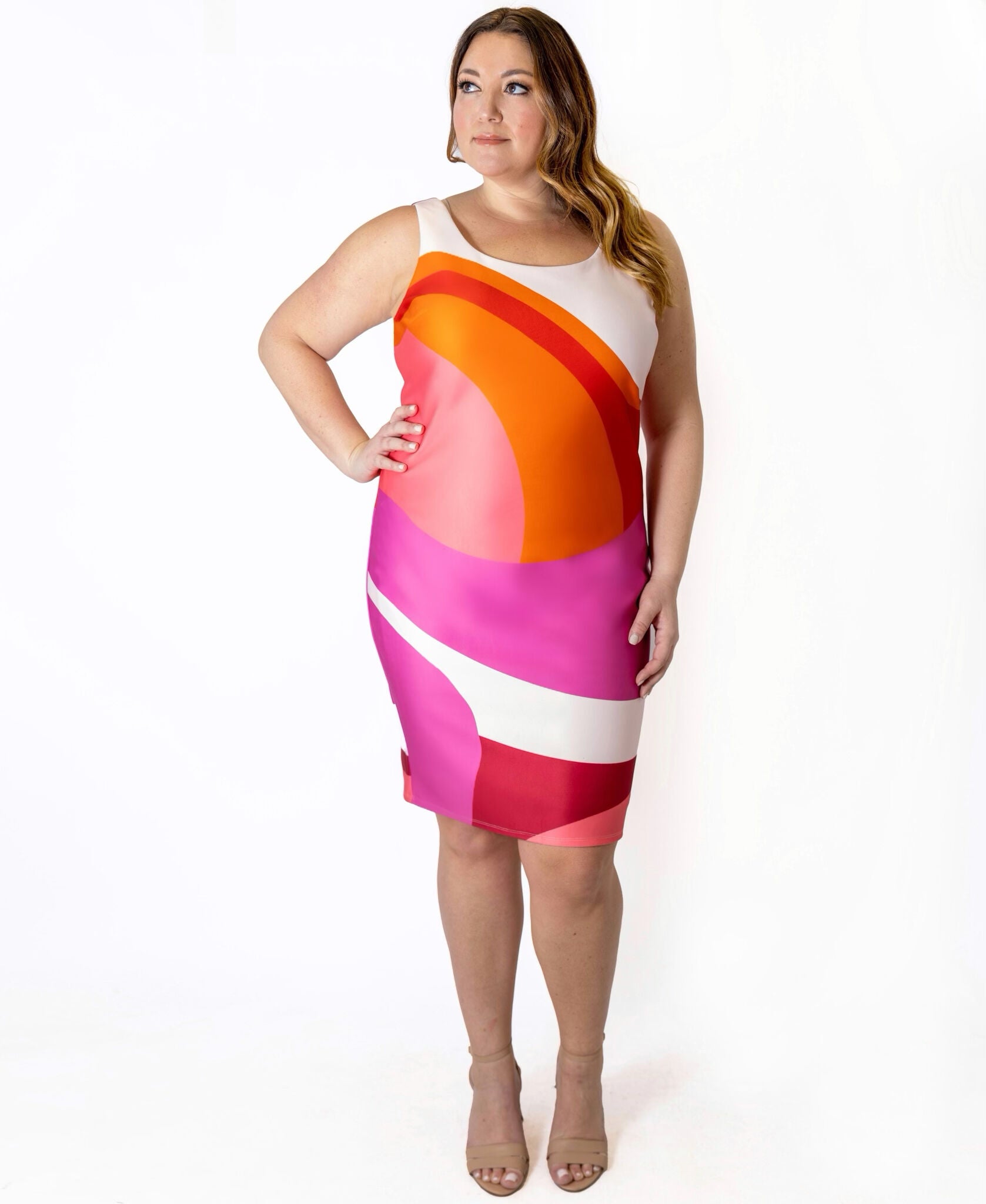Abstract Scuba Sheath Dress, , alternate image number 6