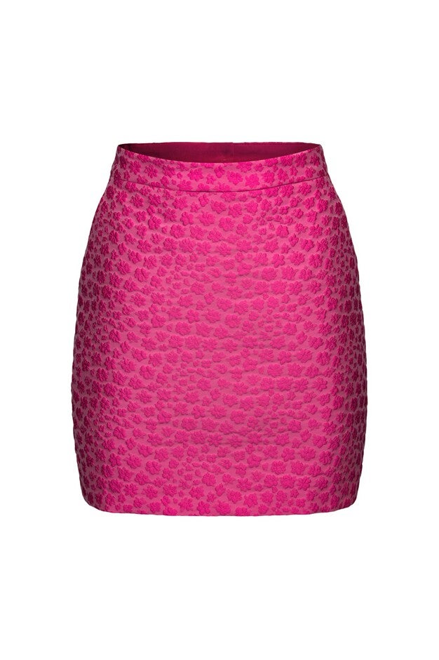 PINK TEXTURED MINI SKIRT, Pink / Pink, alternate image number null