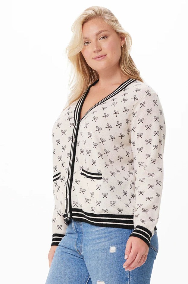 Cashmere Tennis Print Cardigan, , alternate image number 3