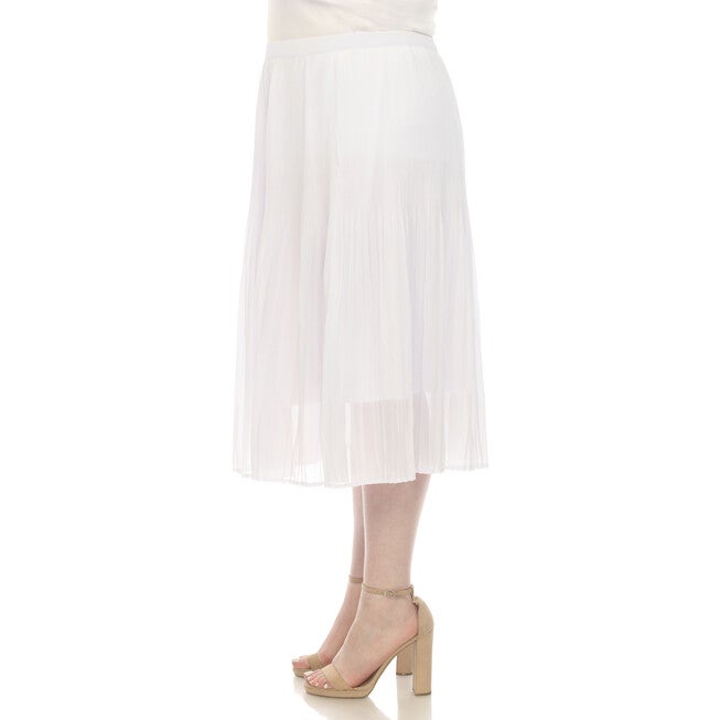 Chiffon Pleated Midi Skirt, White / White, alternate image number 1