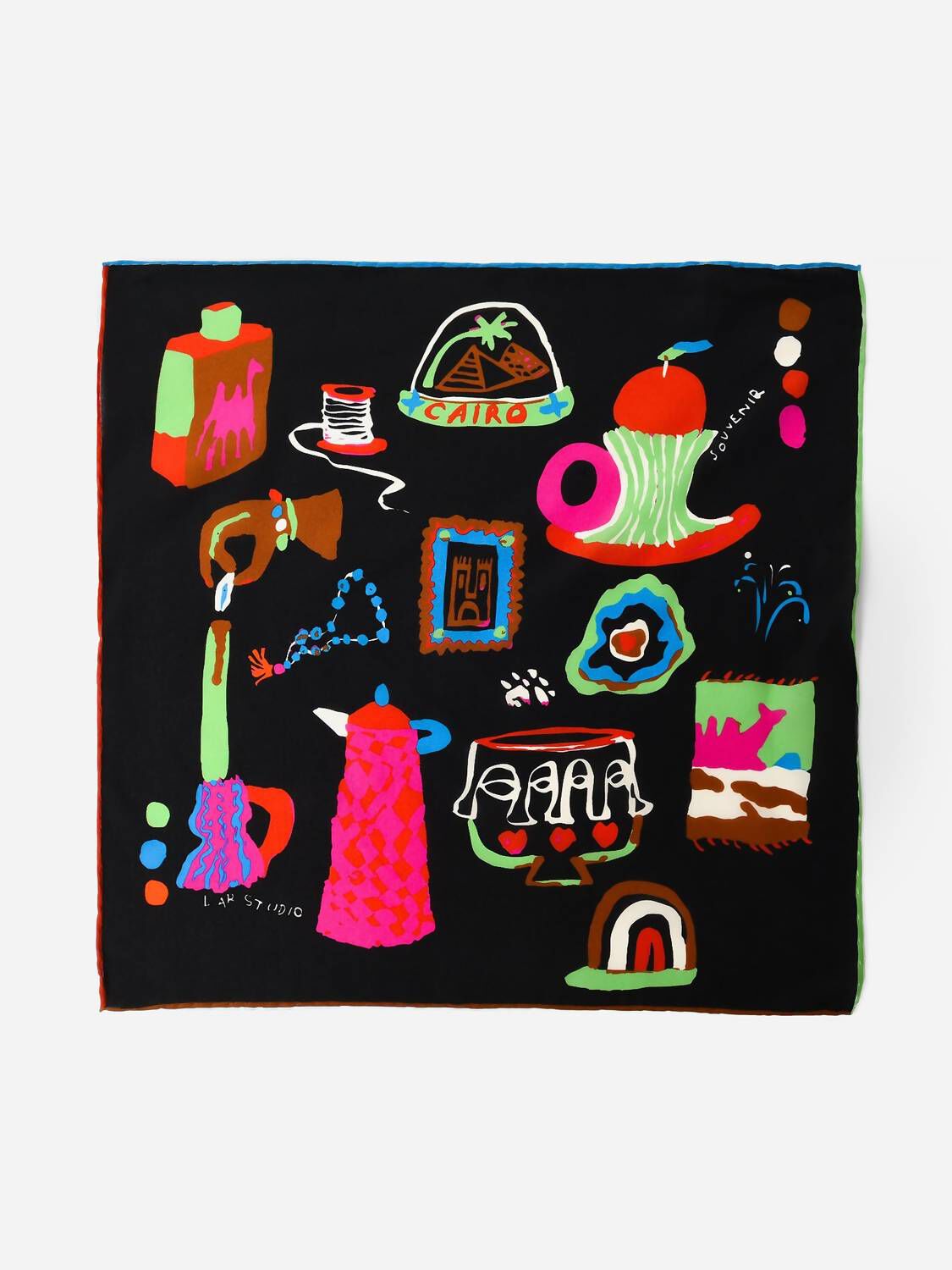 WOMEN'S HAND-ILLUSTRATED BANDANA, Tahiya Night / Black, hi-res image number 0