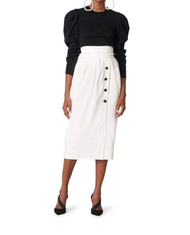 HIGH WAIST SKIRT IN WHITE, White / White, hi-res image number null