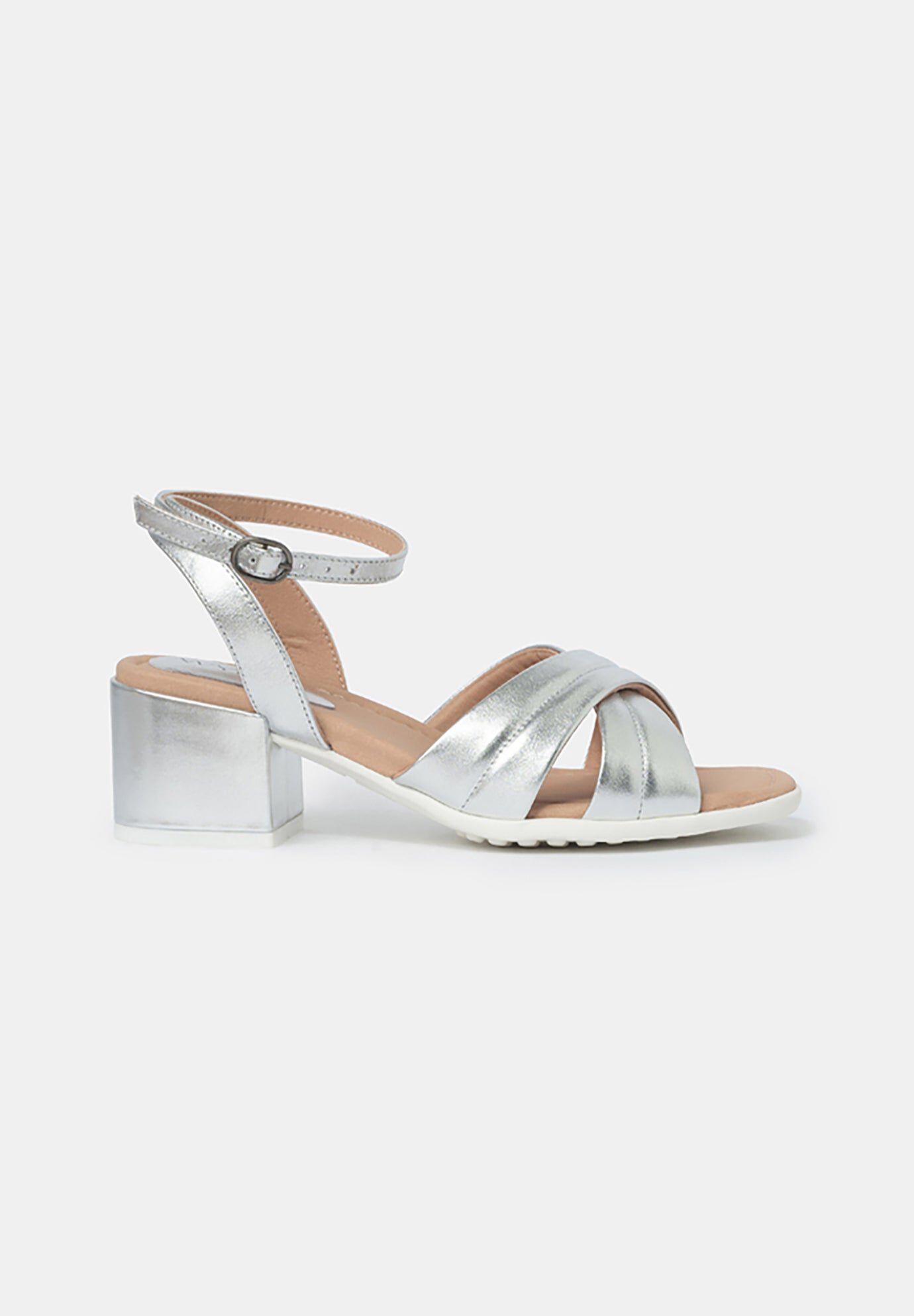 Daphne Block Heel Sandals, Silver / Silver, hi-res image number 0