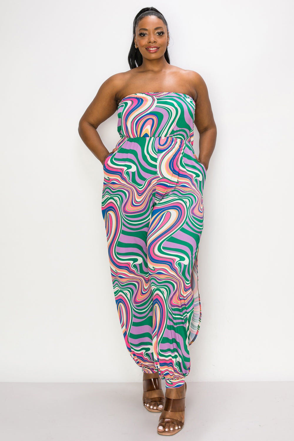 LILLIAN SLEEVELESS JUMPSUIT, Delic Marble / Kelly Green, hi-res image number 0