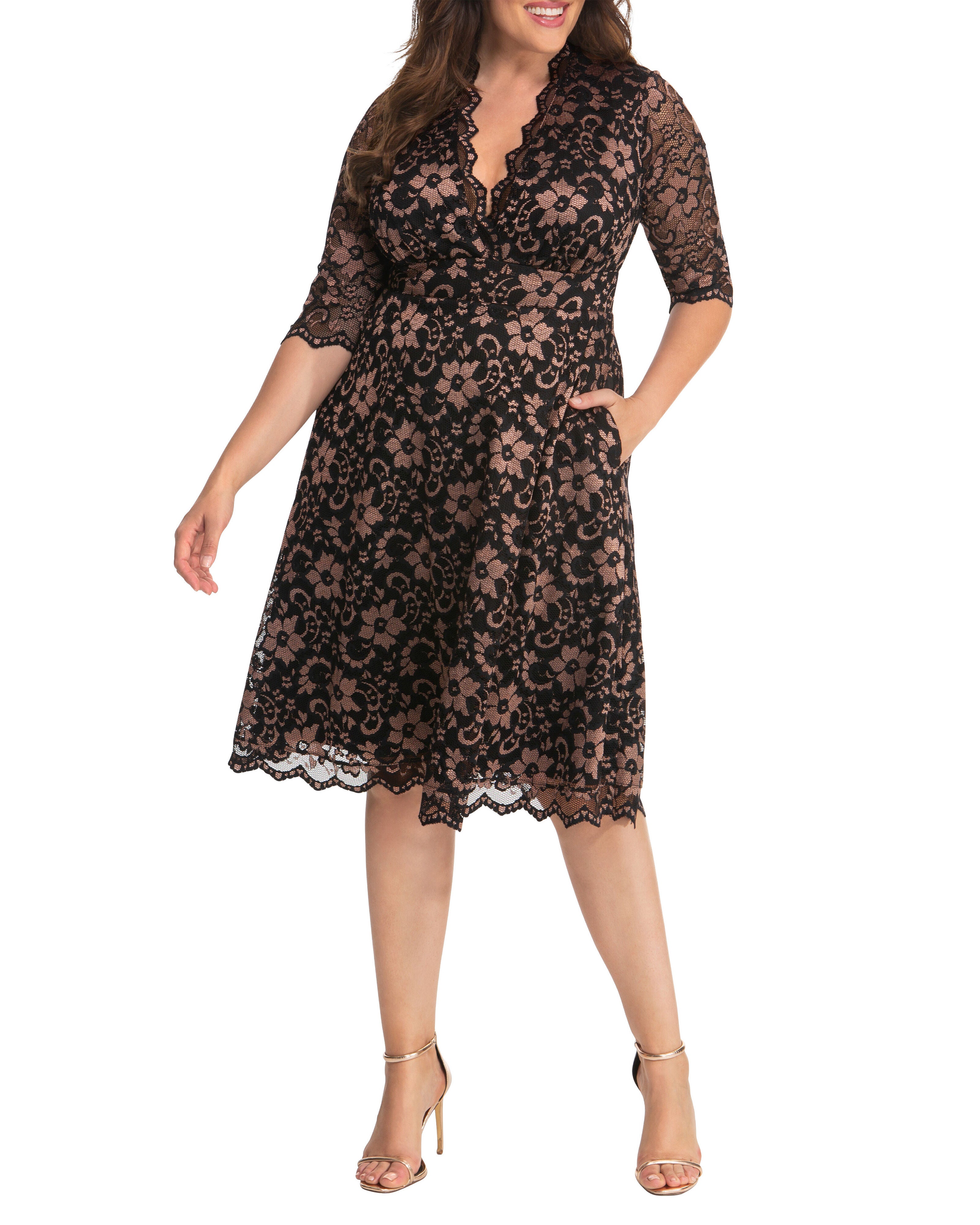 Mon Cherie Lace Dress, ROSE GOLD / Black, hi-res image number 0