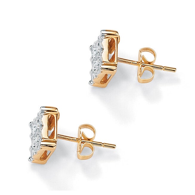 1/7 TCW Round Diamond 10k Yellow Gold Square-Shaped Stud Earrings, , alternate image number null