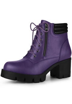 Chunky Heel Lace Up Booties