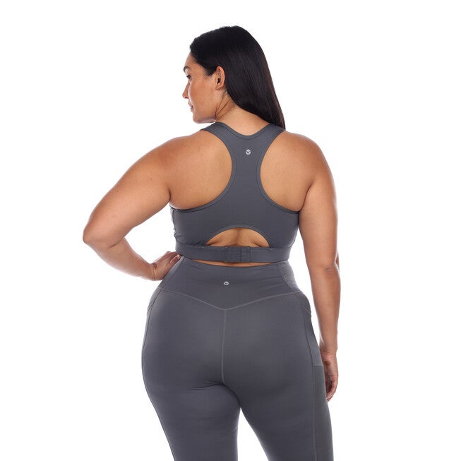 Racer Back Sports Bra, Charcoal / Charcoal Grey, alternate image number 2