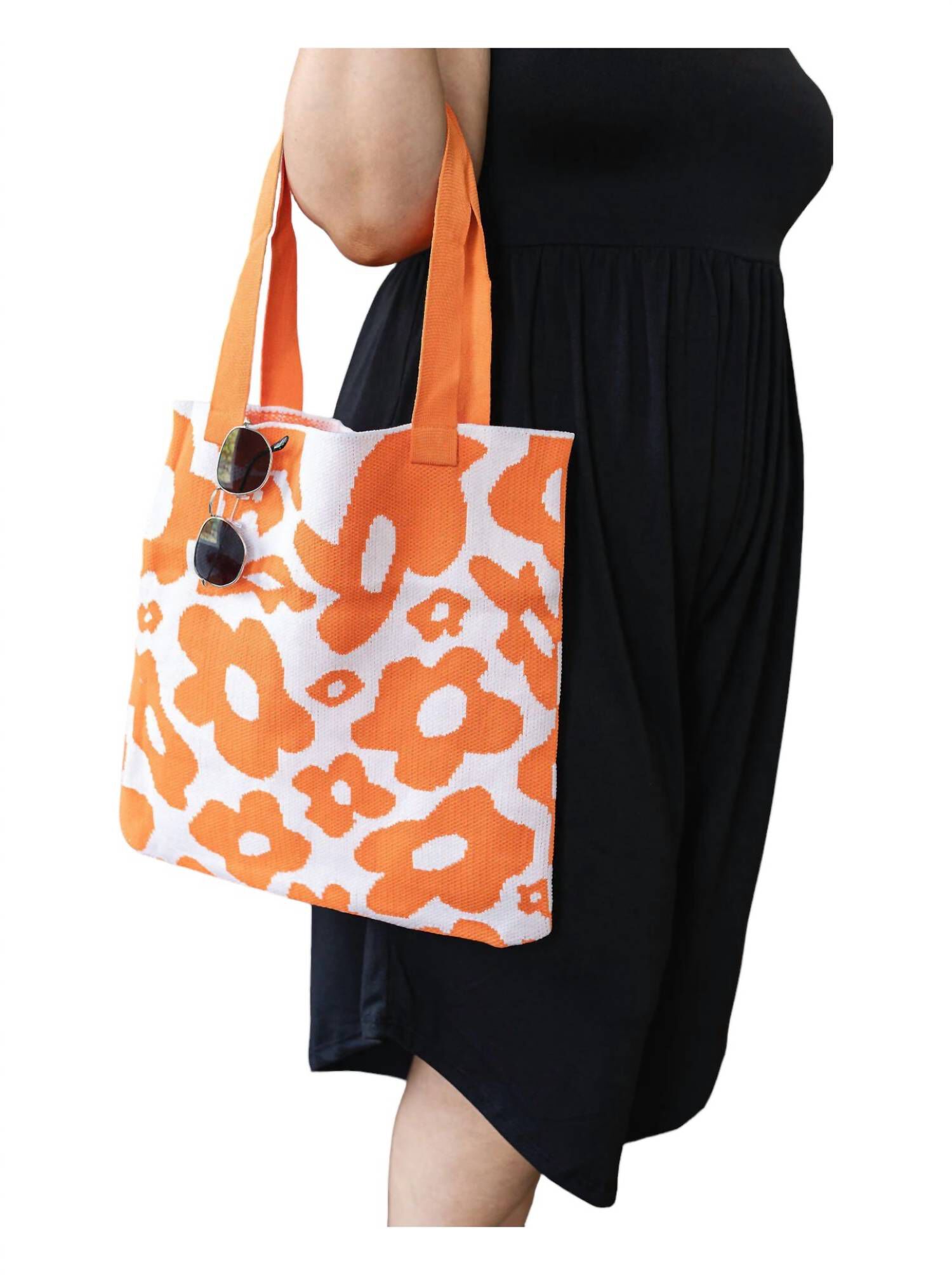 Women's Lazy Daisy Knit Bag, Orange / Orange, alternate image number 2