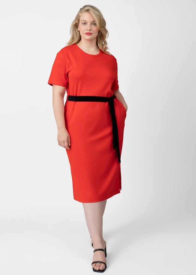 COOLROSE™ LUXE KNIT PLUS SIZE MIDI DRESS, Poppy / Red, alternate image number 1