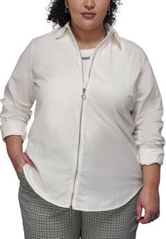 The Essential Long Sleeve Oxford Zip Up Shirt