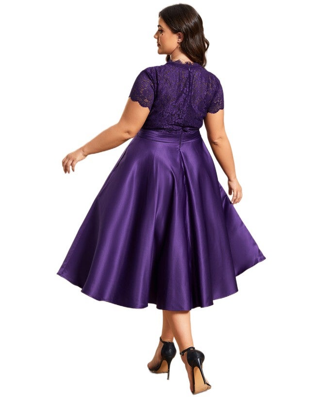 Lace Cap Sleeve V neck Cocktail Dress, , alternate image number 5