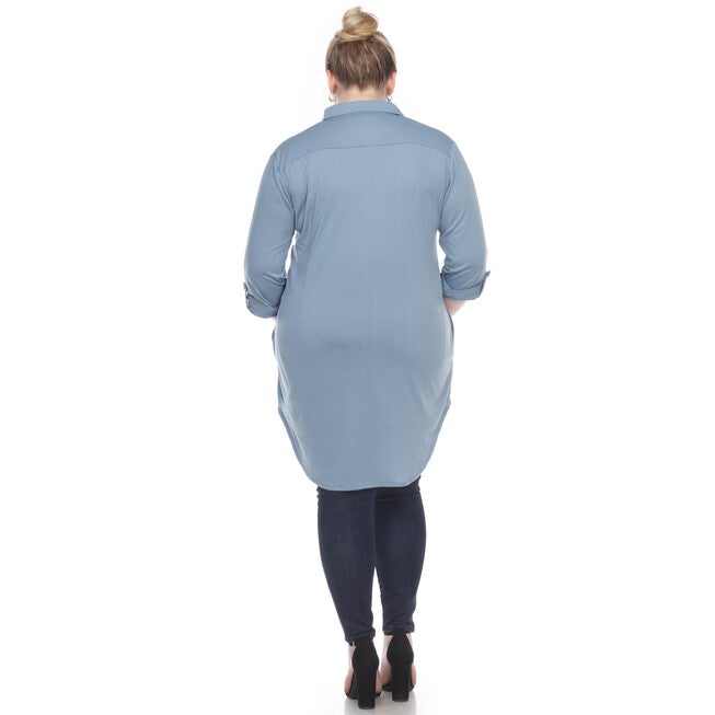 Stretchy Button Down Tunic Top, , alternate image number 8