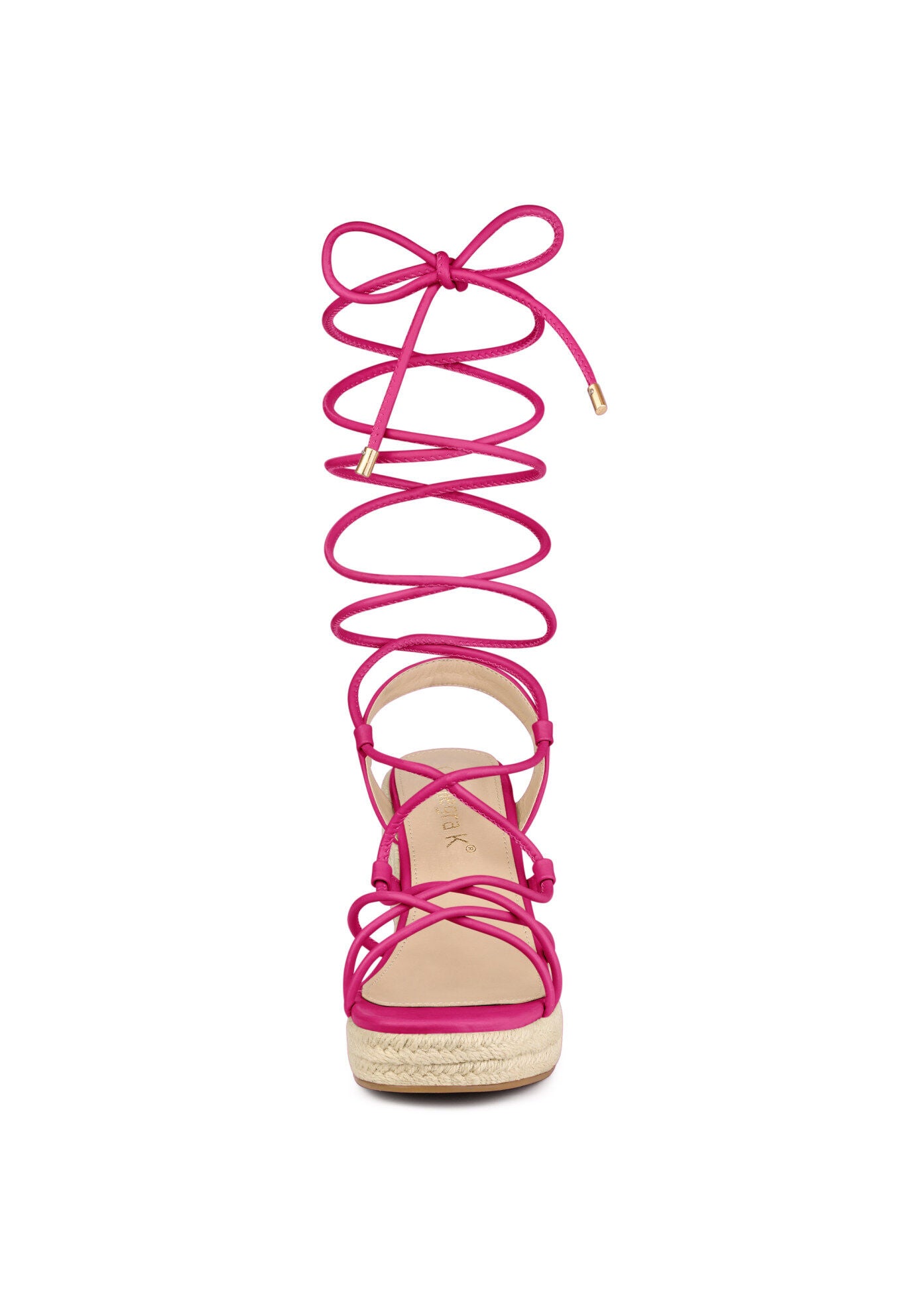 Platform Square Toe Lace Up Espadrilles Heels Wedge Sandals, Hot Pink / Deep Fuchsia, alternate image number 1
