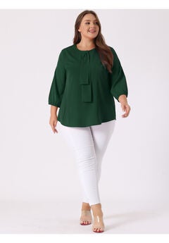 Work Round Neck Ruffle Chiffon Blouse Top
