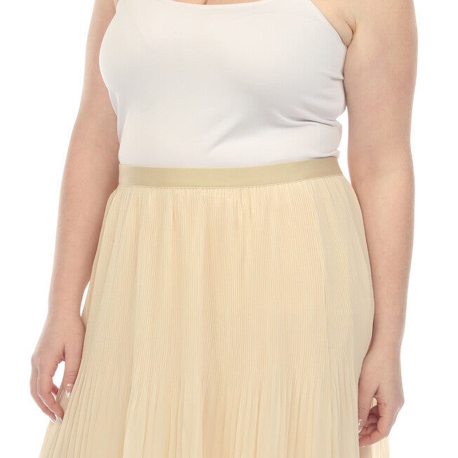 Chiffon Pleated Midi Skirt, Beige / Beige, alternate image number null