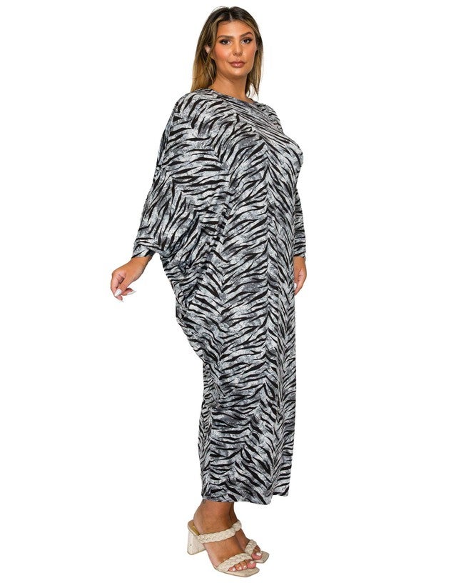 Mary J Asymmetrical Maxi Dress, Gray Black / Light Grey, alternate image number 1