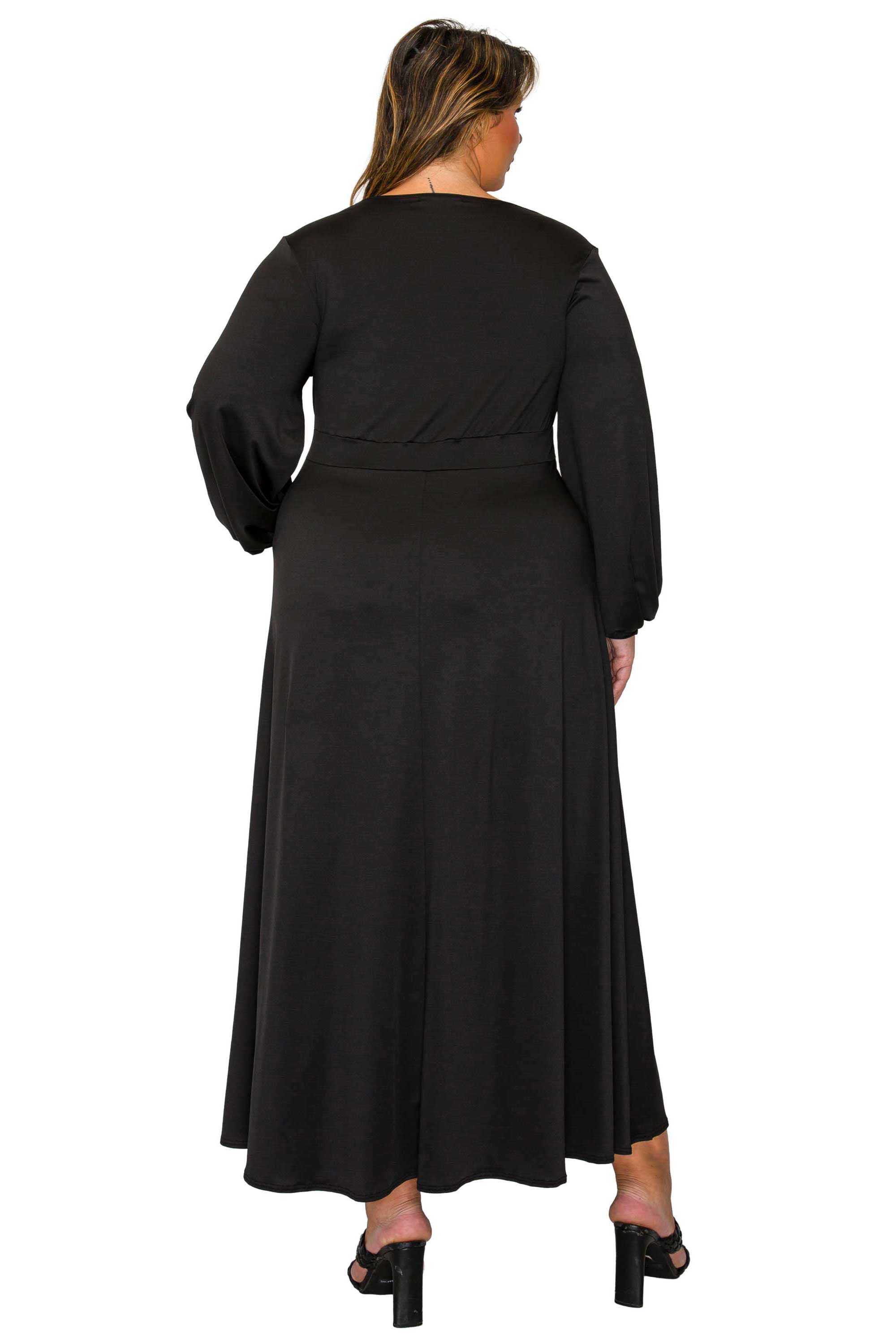 Sophia Surplice Dress, Black / Black, alternate image number 2