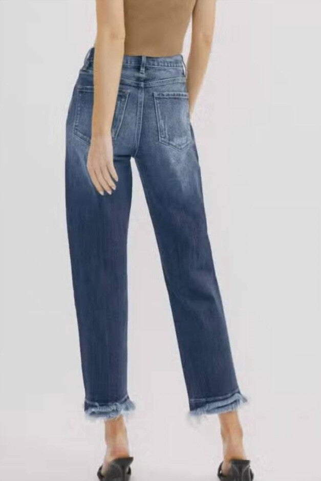 HIGH RISE RELAX TAPERED FIT JEANS IN BLUE, , alternate image number null