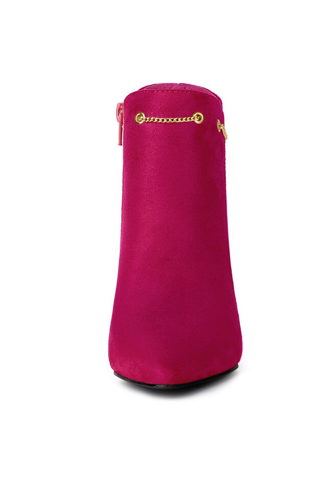 POINTED TOE ZIP STILETTO HEEL BOOTIES, HotPink / Pink, alternate image number 2