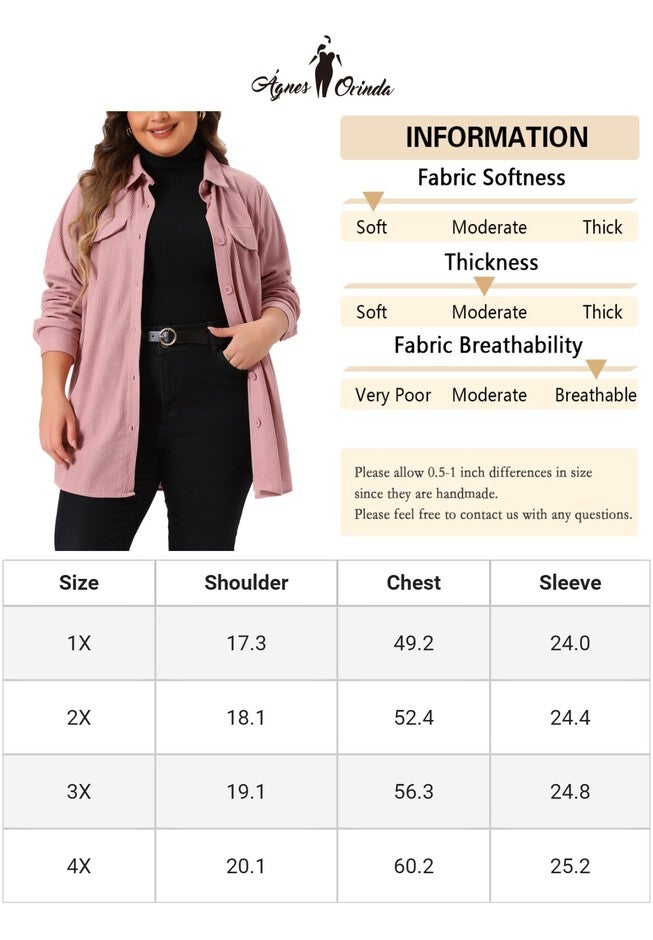 BUTTON DOWN SHIRT CORDUROY SHACKET JACKET, Pink / Pink, alternate image number 4