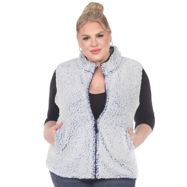 Zip up sherpa vest, Sheep Blue / Light Blue, alternate image number 1