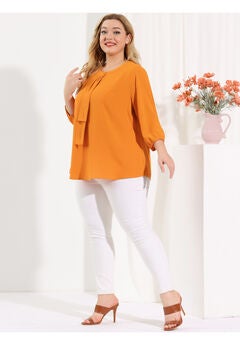 Work Round Neck Ruffle Chiffon Blouse Top