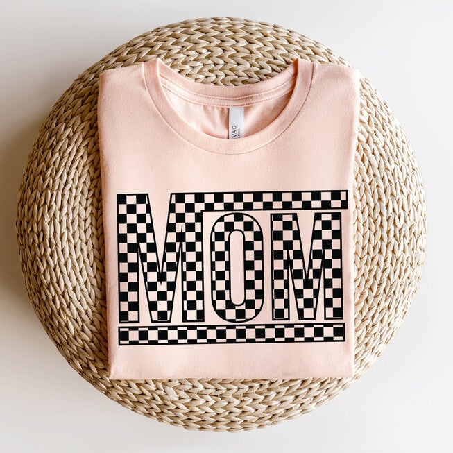 Mom Checkered Box Short Sleeve Graphic Tee, Hue / Pink, hi-res image number 0