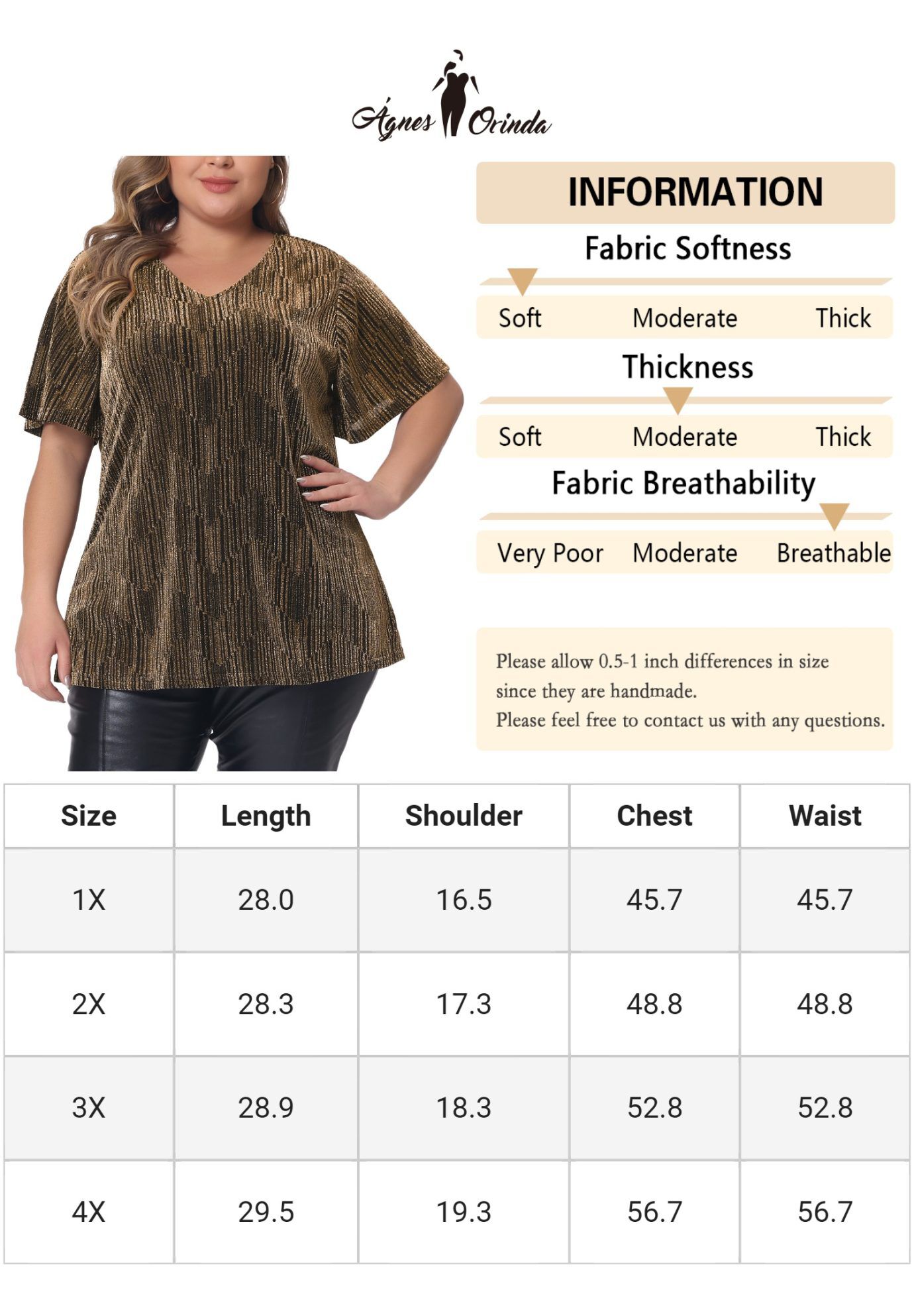 V Neck Metallic Short Sleeve Party Blouse Tee Top, Gold / Gold, alternate image number 4