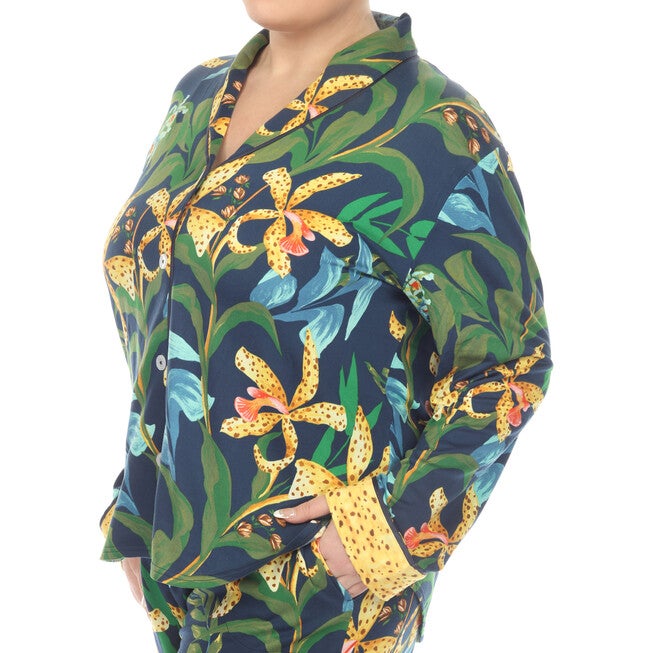 Two Piece Wildflower Print Pajama Set, Navy / Navy, alternate image number null