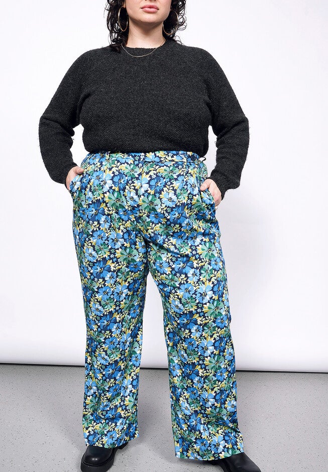 The Empower Wide Leg Trouser, CARNATIONS NAVY / Cornflower Blue, hi-res image number 0