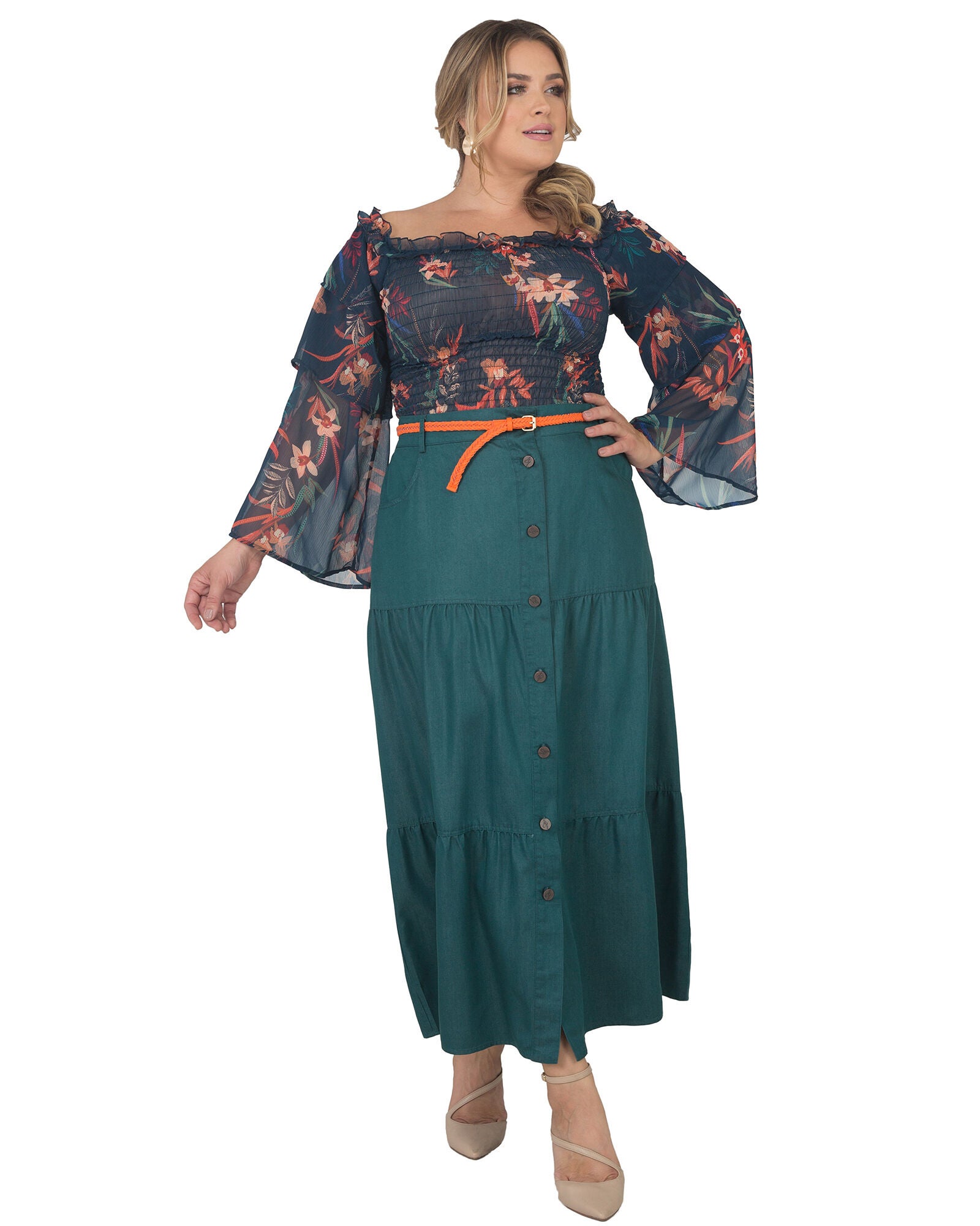 Standards & Practices Maxi Peasant Skirt, OLIVE / Hunter Green, alternate image number 2