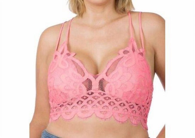 LACE BRALETTE IN BRIGHT PINK, Bright Pink / Pink, hi-res image number null