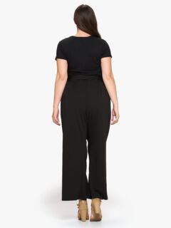 KATHLEEN PAPERBAG PANTS, Black / Black, alternate image number 4