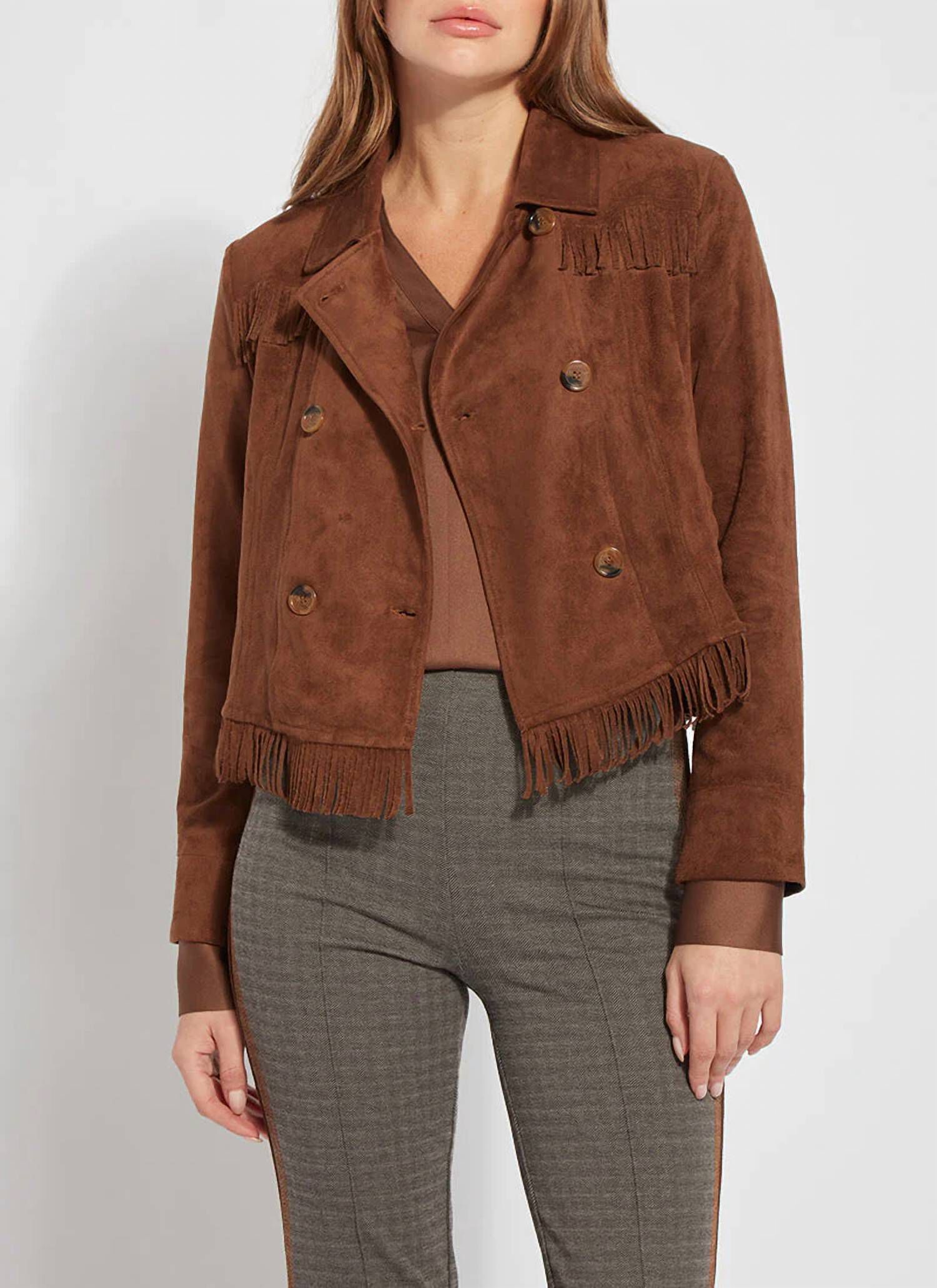 ZORA FRINGE SUEDE JACKET IN BRONZE, , alternate image number 3