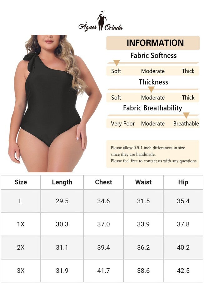 Summer Swimsuit One Shoulder Knot Swimwear, Black / Black, alternate image number 4