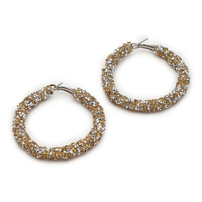 SOHI Women's Frosted Hoop Earrings, Gold / Gold, hi-res image number null
