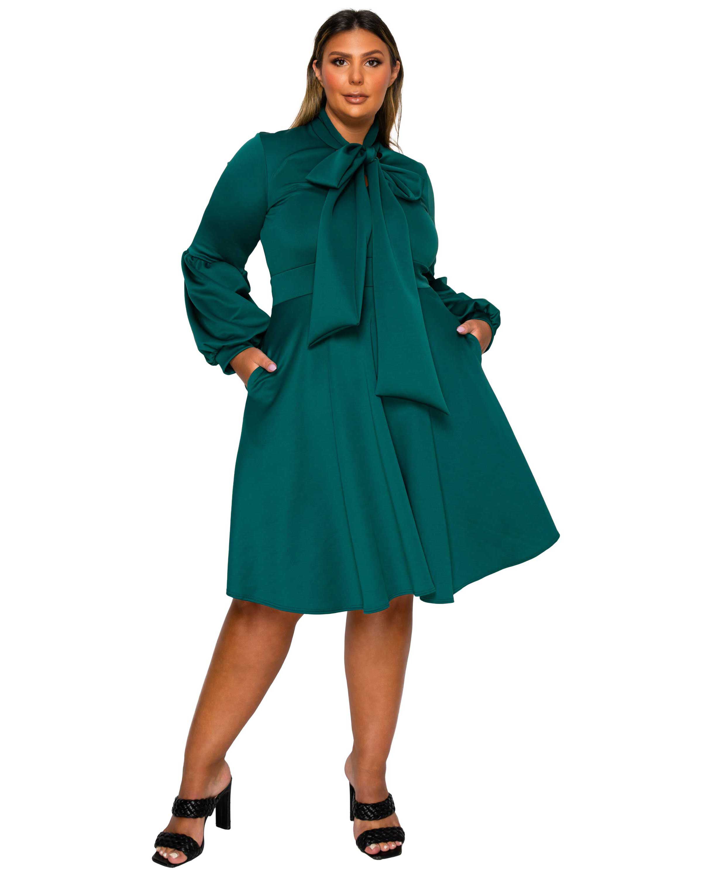 Bekah Flare Pocket Dress, Emerald / Hunter Green, hi-res image number 0
