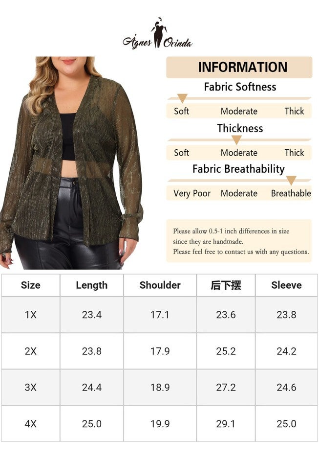 SHEER OPEN FRONT LONG SLEEVE GLITTER OUTWEAR, Gold / Gold, alternate image number null