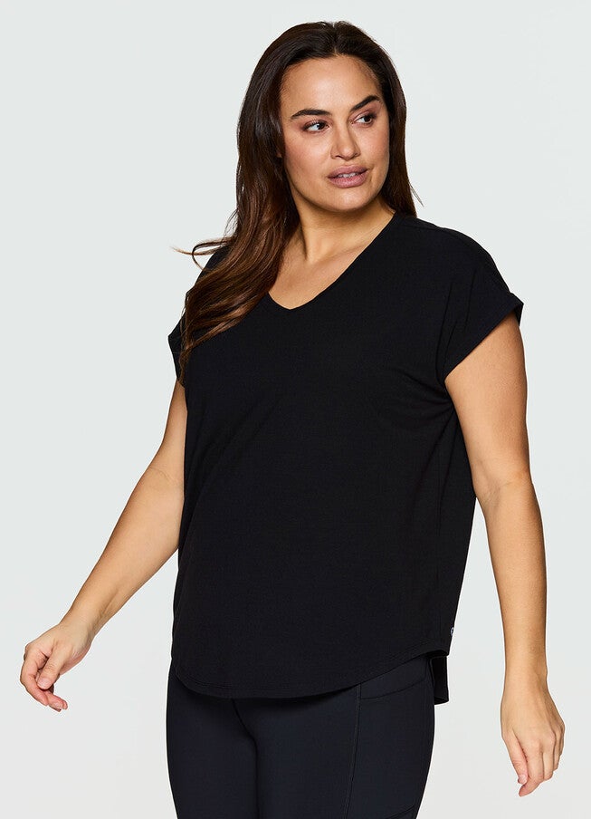 Plus Breezy Hi Low Tee, Black / Black, alternate image number 2