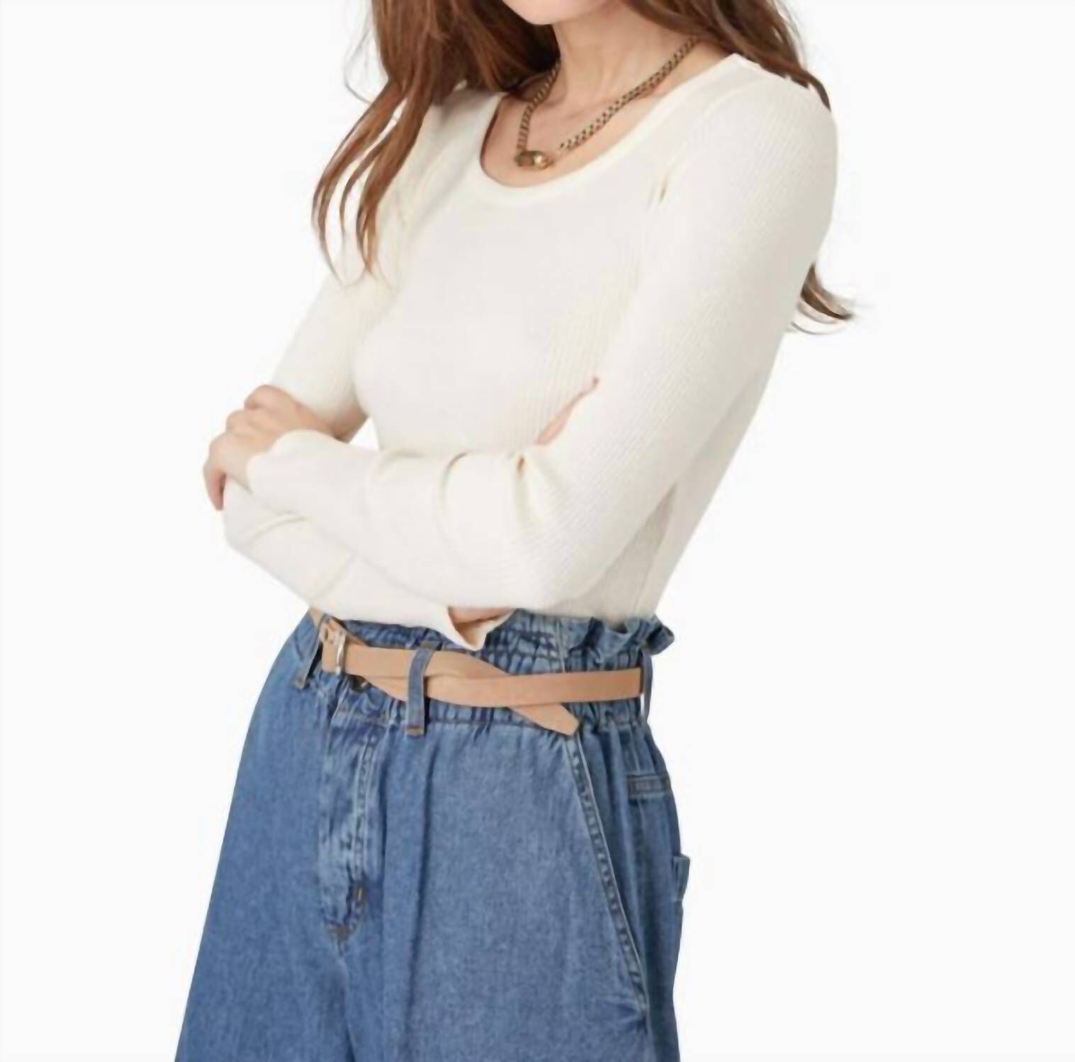 EVYN KNIT TOP IN IVORY, , alternate image number 4