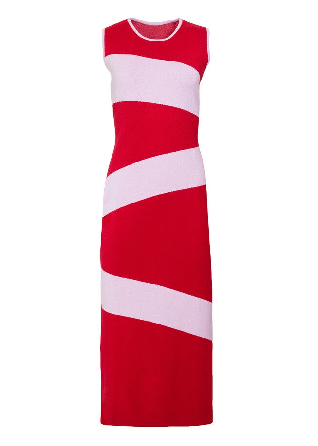 Swirl Knit Midi Dress, Red / Red, alternate image number null