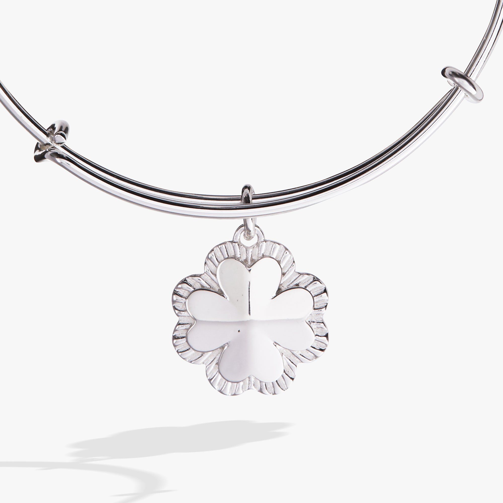 Four-Leaf Clover Charm Bangle, Silver / Silver, alternate image number 1