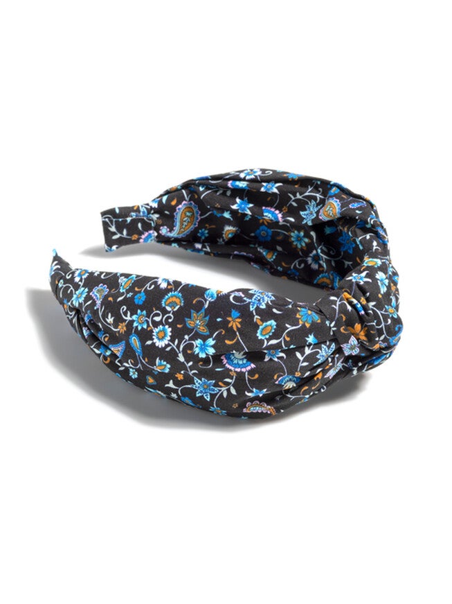 Knotted Floral Print Headband, BLACK / Black, hi-res image number 0