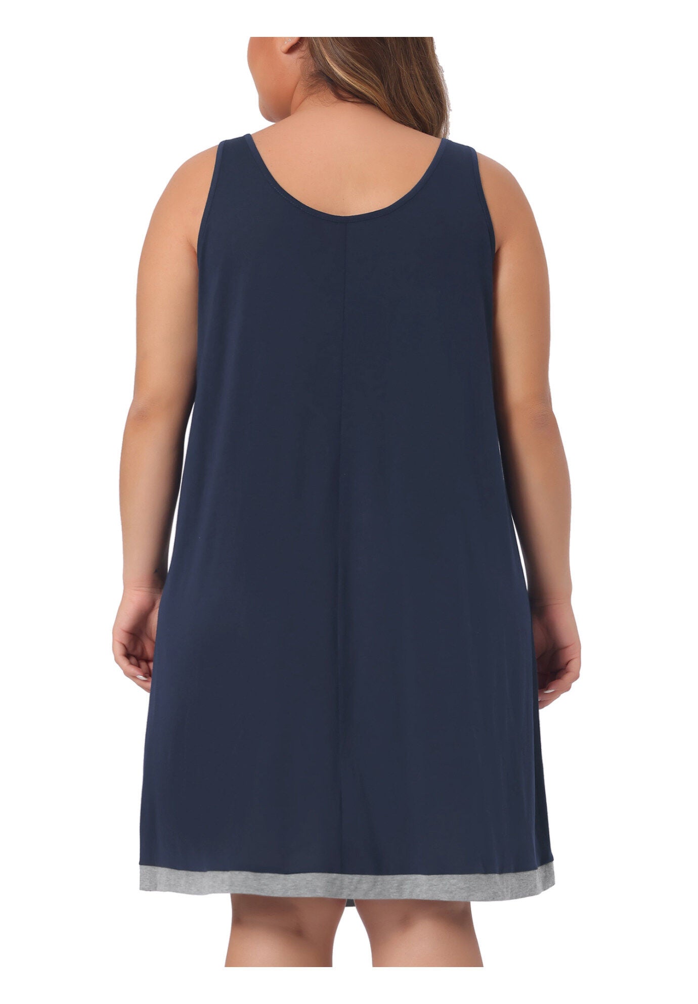 SLEEVELESS SLEEPWEAR WIDE STRAP SLEEPSHIRTS PLEATED SCOOPNECK NIGHTSHIRT, Dark Blue / Navy, alternate image number 3
