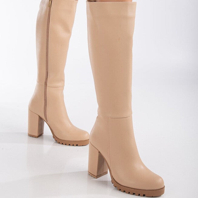 ALIZE - CREAM WIDE CALF PLATFORM BOOTS, BEIGE / Beige, alternate image number 1