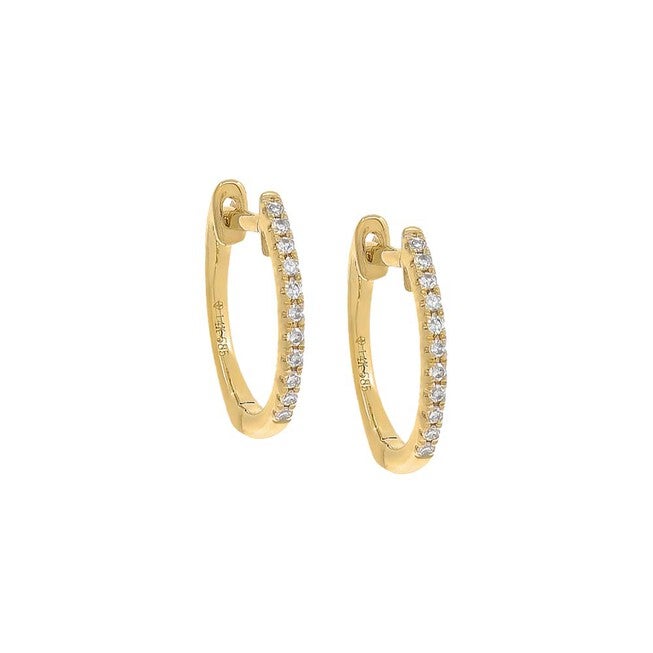 Diamond Huggie Earring 14K Gold 12 MM Pair, 14K Gold / Gold, hi-res image number 0