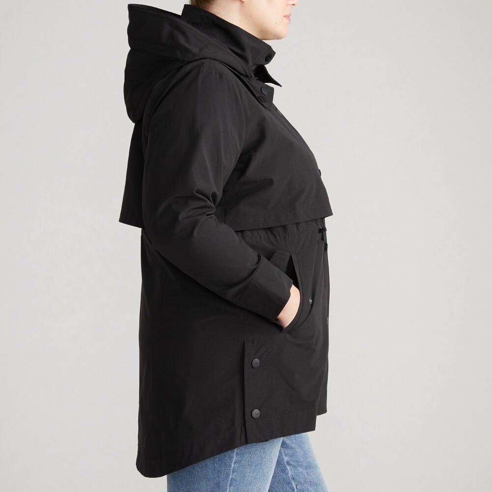 Universal Standard Womens Plus Precision Parka, Black / Black, alternate image number 1