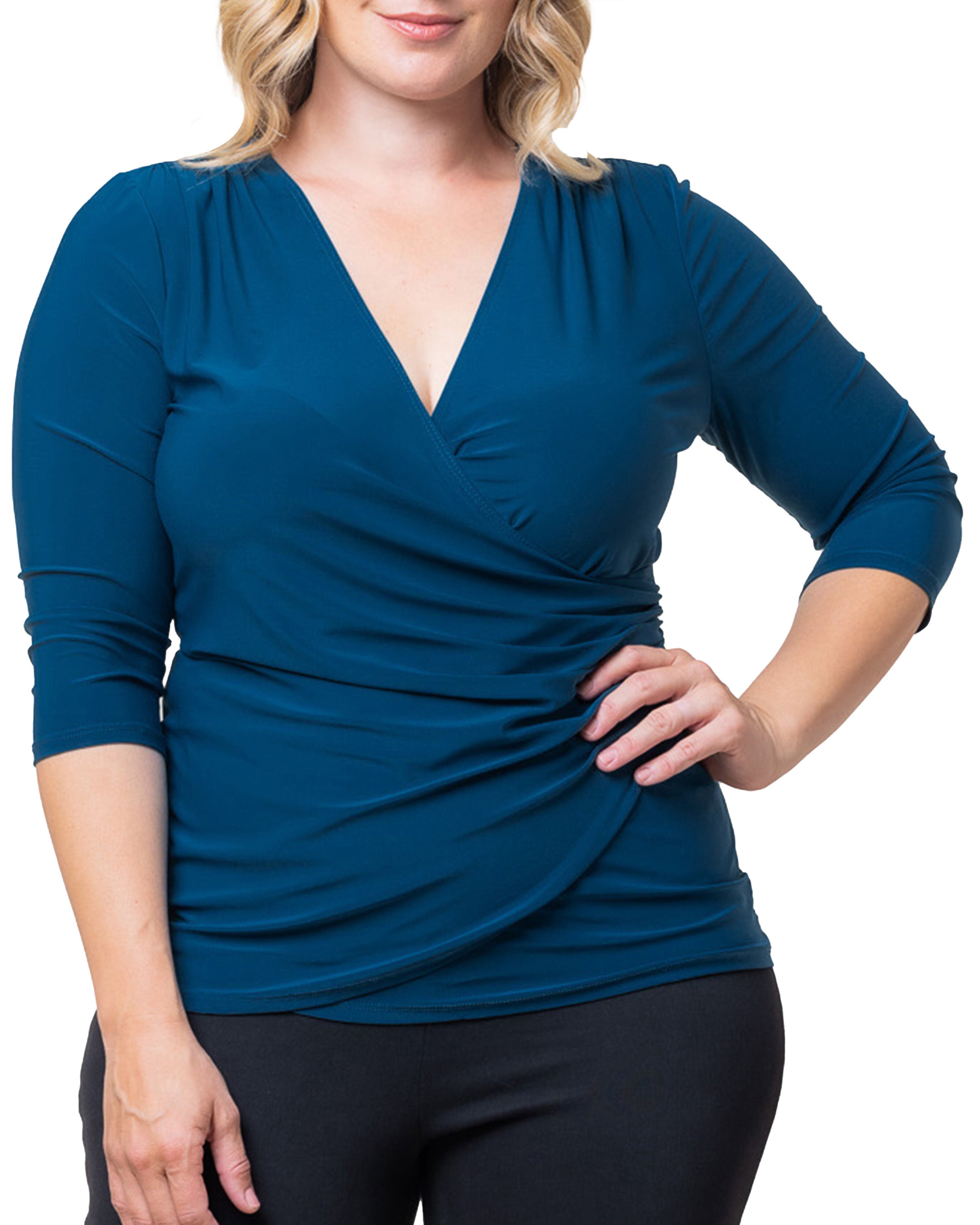 Femme Fatale Faux Wrap Top, AEGEAN BLUE / Teal, alternate image number 2