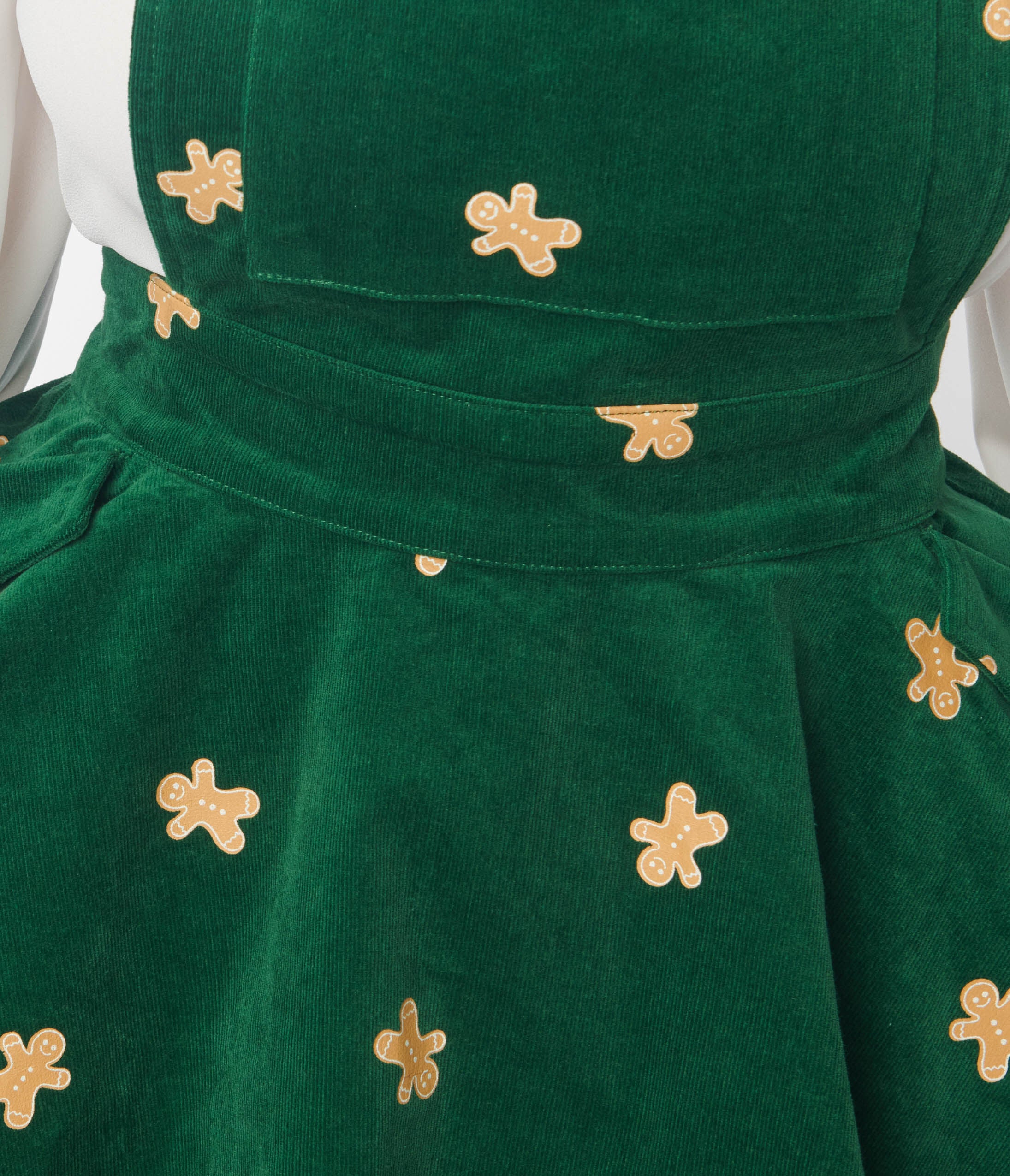 Unique Vintage Evergreen & Gingerbread Brionne Pinafore Skirt, , alternate image number 5
